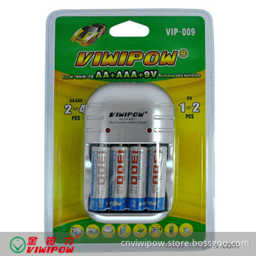 9V Ni-MH & Li-ion AAA Battery Universal Charger (VIP-C009)